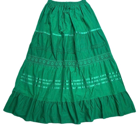 Cottagecore Long Skirt Emerald Green - Picture 4 of 8